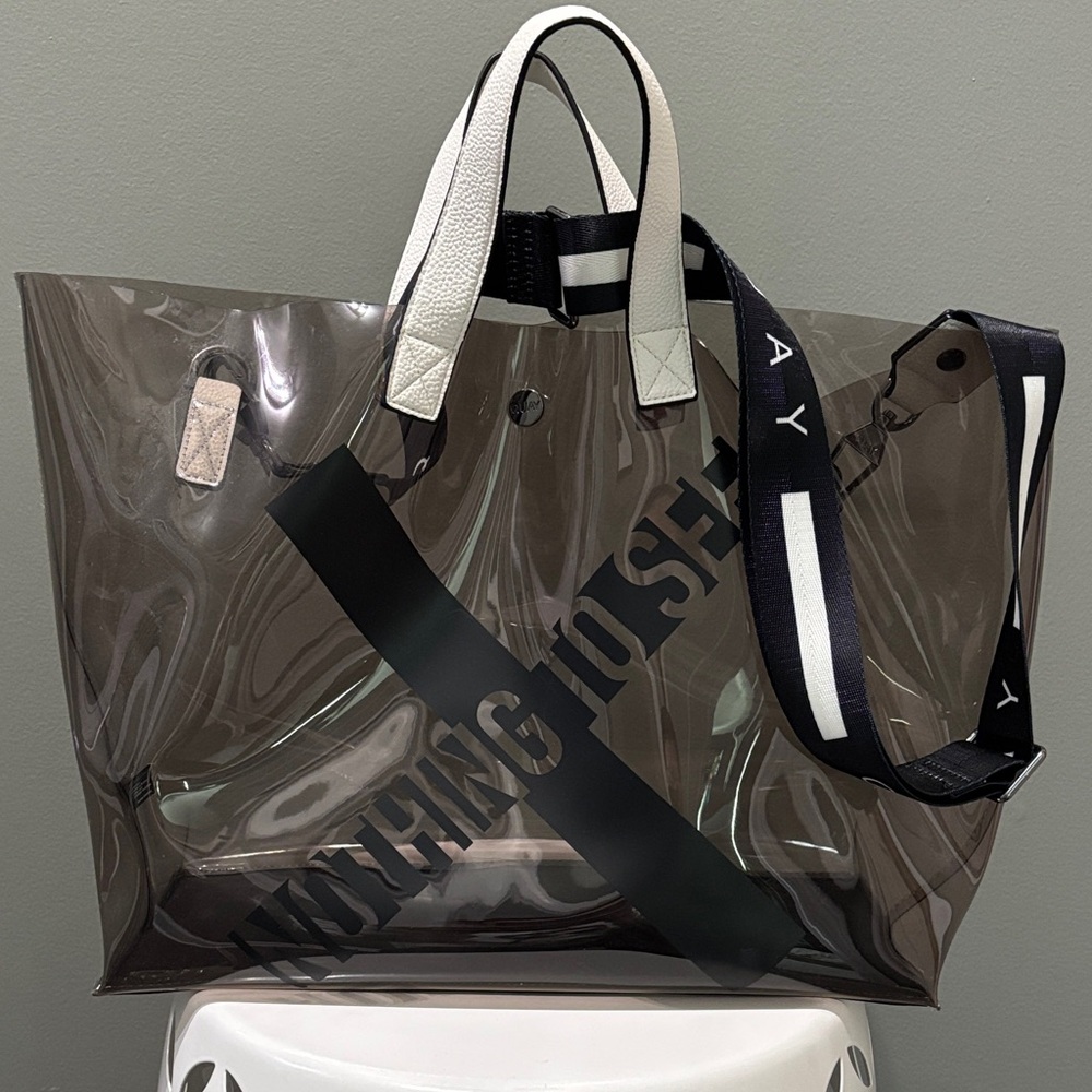 Quay Australia Smoky Transparent Tote with Black and White Straps